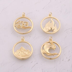 18K Gold Filled Element Anhänger Zierliche Wasser Feuer Erde Luft Charms für DIY Schmuckzubehör Herstellung