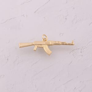18K Gold Filled Weapons Pendant Dainty AK47 Rifle Charms for DIY Jewelry Findings Making Supply