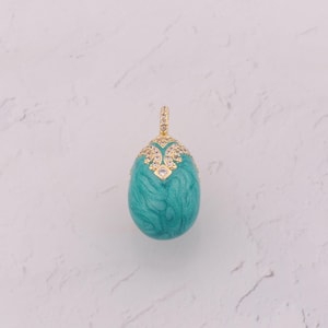 18K Gold Filled Enamel Easter Egg Pendant Dainty CZ Egg Charms for DIY Jewelry Findings Making Supply