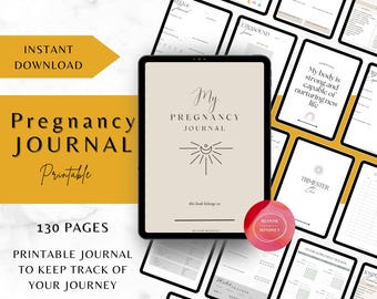 Digital Pregnancy Journal | Printable Pregnancy Tracker & Planner | Baby Countdown, Trimester Milestones and Pregnancy Self-Care Gift