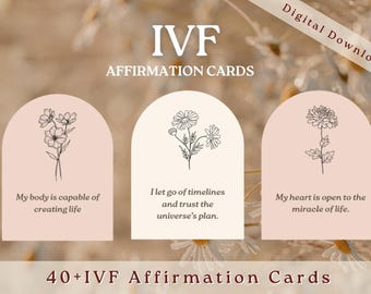 48 tarjetas imprimibles de afirmación de FIV / Apoyo para el proceso de fertilidad / Diario de FIV / Proceso de fertilidad / Mentalidad positiva para la fertilidad / Regalo de FIV