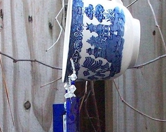 Vintage Blue Willow Tea Cup Windchime