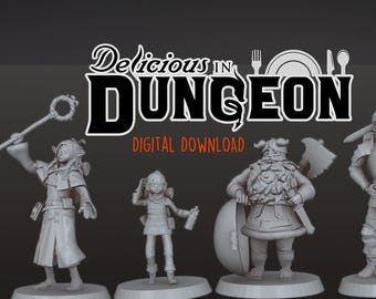 Descarga digital STL / Delicious in Dungeon (fan art) / Descarga de 4 STL / Conjunto de 4 personajes