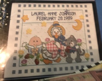 Cross Stitch Sampler Kit, counted cross stitch, birth cross stitch sampler, Mother Goose Sampler Kit