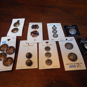 Buttons, metal, vintage looking, gold buttons, silver buttons