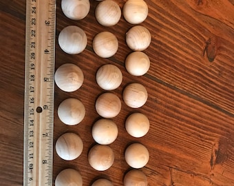 Wooden Balls/Knobs, Great for crafts, dollmaking, etc.  Unfinished.  One inch diameter