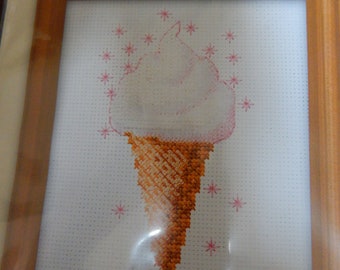 Embroidery kit, Cross stitch, craft kit, beaded embroidery, ice cream