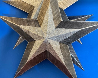 Three Large Stars, Silver, Twelve inch diameter, Glittered, Great for Wreath making, Holiday crafts, or other projects.