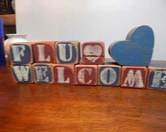 Distressed Wooden Blocks, building blocks, toys, letters