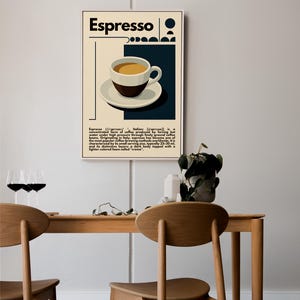 Espresso Poster – Minimalistische Bauhaus Kaffeekunst im 1960er-Stil | Vintage moderne Wandkunst