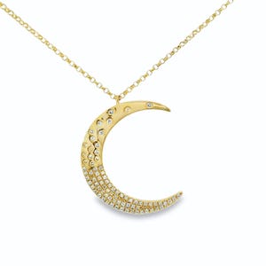 0.40CT Diamond Moon Pendant 14K Gold