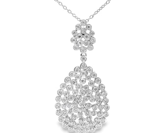 1カラット天然ダイヤモンドペンダントネックレス 18Kホワイトゴールド