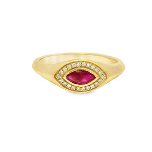 0.08CT Diamond & 0.25CT Ruby Ring 14k Yellow Gold