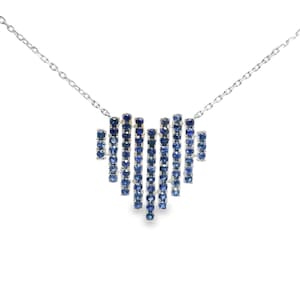 1.05CT Mixed Blue Sapphire Heart Pendant 14k White Gold