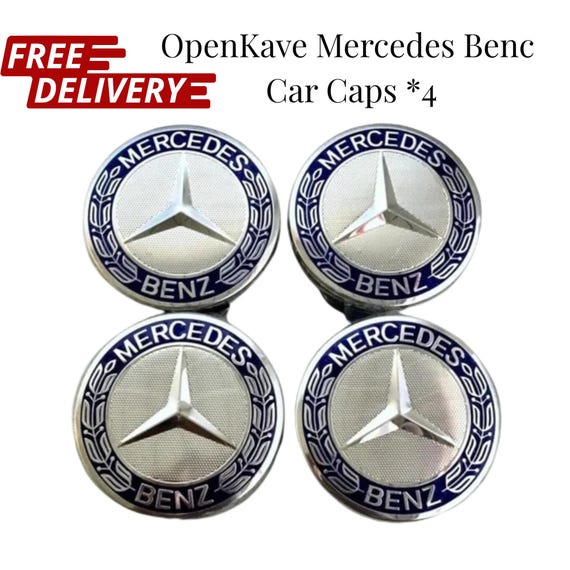 thumbnail image 2 of 4x Genuine Mercedes-Benz 75mm Wheel Center Hub Caps - A1714000025 - Black, Gloss 2 of 6