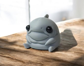 Adorable 3D Printed Shark, Kawaii Desk Figurine, Cute Decor, Original Gift for Ocean Lovers, Shark Gift