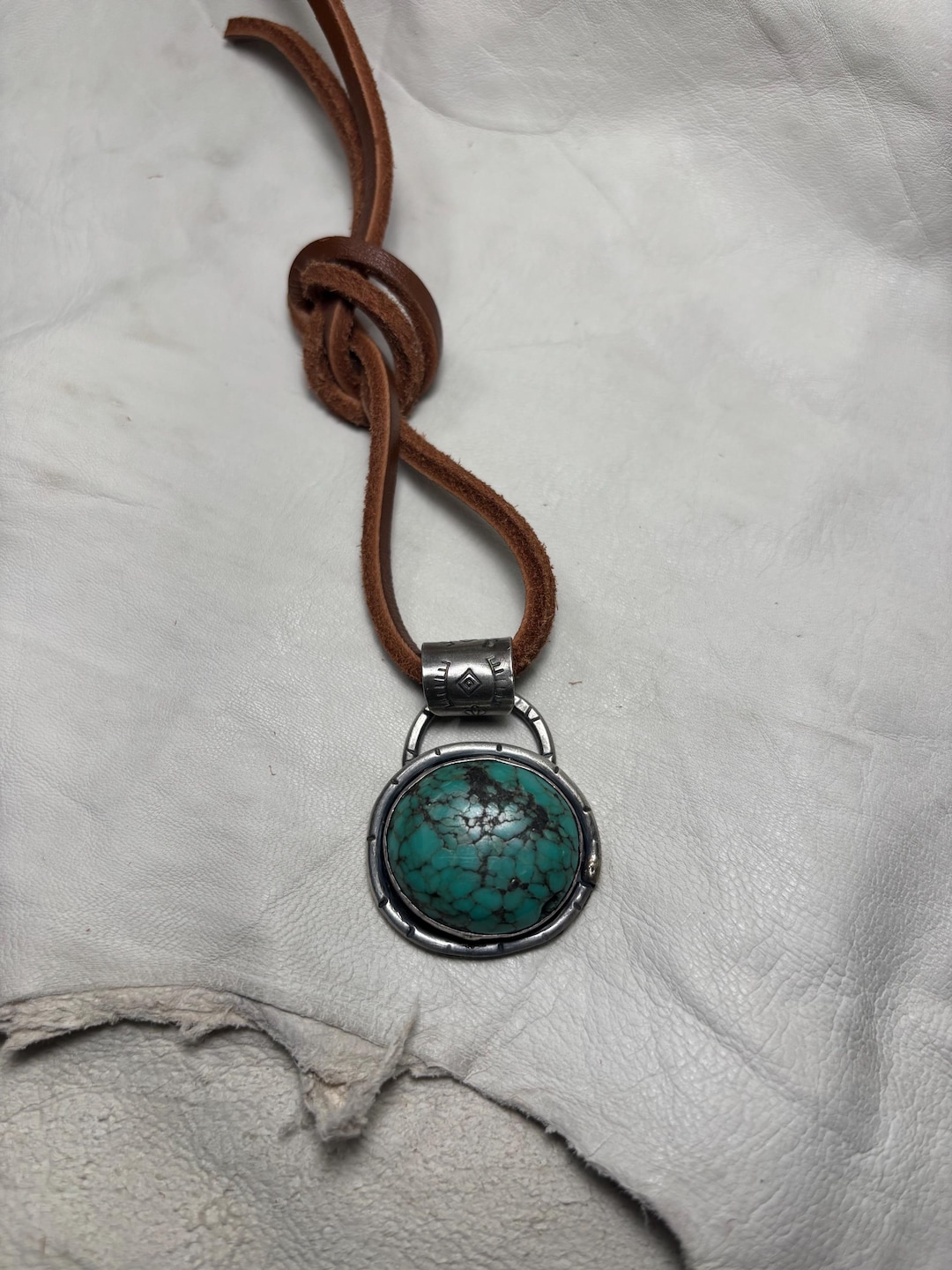 Turquoise Drop Pendant Sterling Silver Necklace plated in 14K Gold