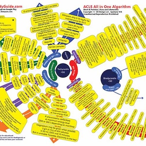 ACLS Algorithm All In One Flowchart ACLS  Review Study Guide  Printable ACLS Course Asystole Bradycardia Tachycardia