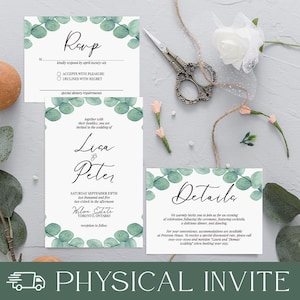 Lot élégant d'invitations à un mariage, faire-part avec enveloppes, papeterie de mariage au design floral, décoration de mariage rustique, cartes personnalisées