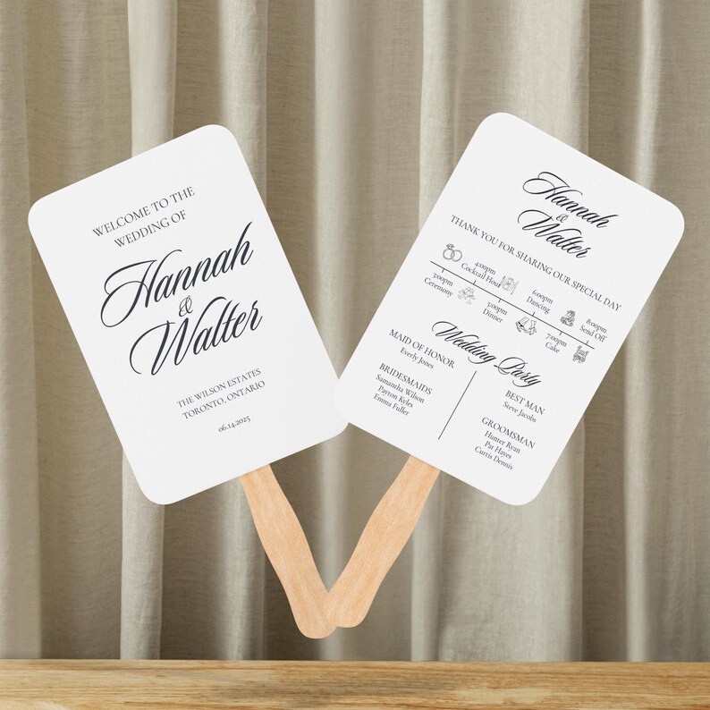 Custom Wedding Program Fans: Modern DIY Ceremony, Printed & Shipped - Etsy