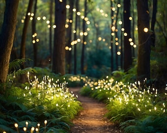 Fairycore Composite Background Enchanted Forest Bokeh lights, Vertical Composite Digital Background for Portraits Photoshoot, Fairy Forest