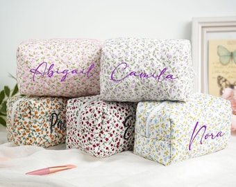 Personalized Makeup Bag, Embroidered Cosmetic Bag, Bridesmaid Gifts, Bridal Party Gifts, Makeup Organizer, Bridal Shower Gift, Gift for Her