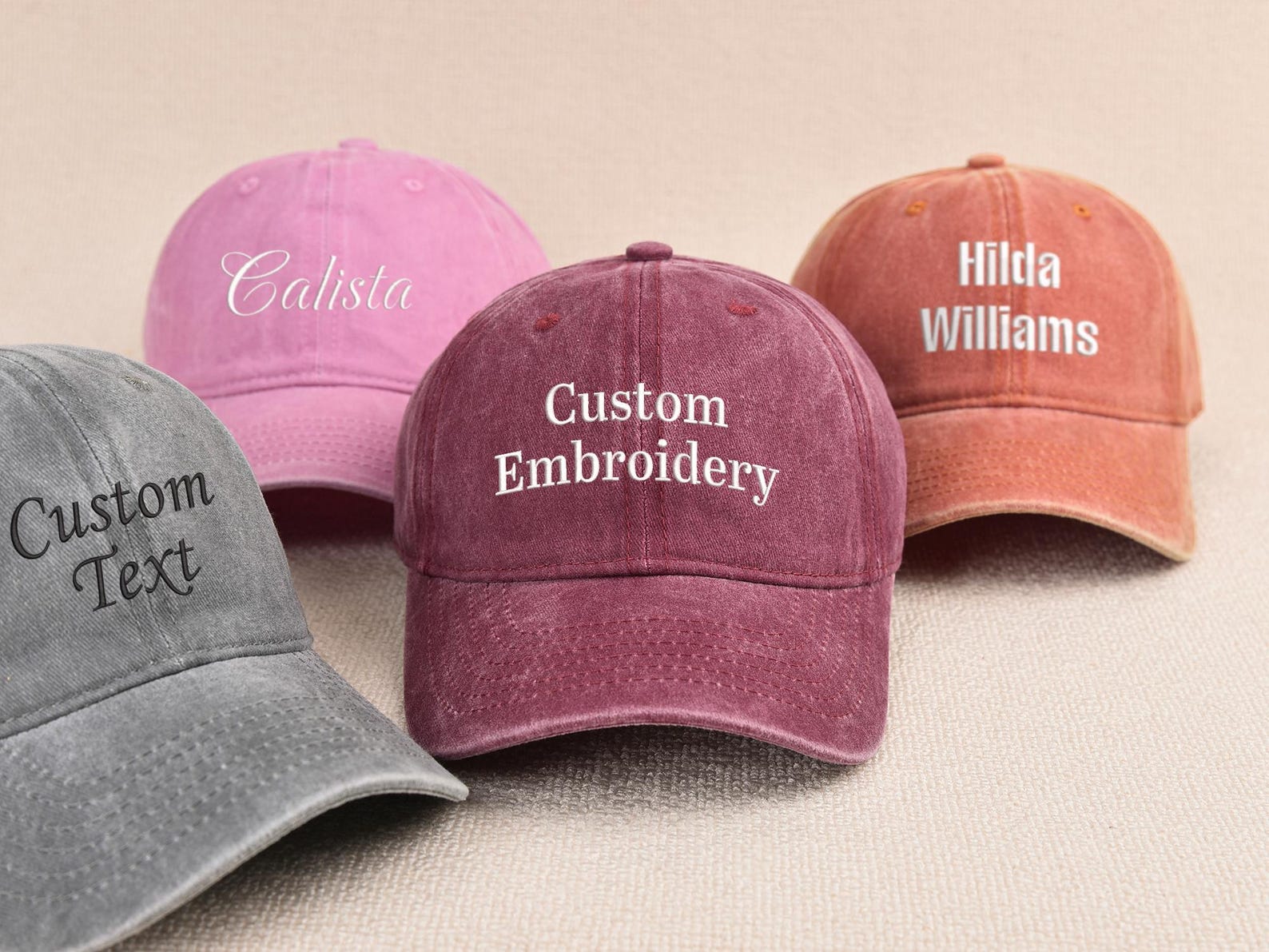 Personalized Text Hat Custom Logo Embroidered Hat Retro Baseball Hat Vintage Style Trucker Hat Business Logo Hat Unisex Baseball Hat