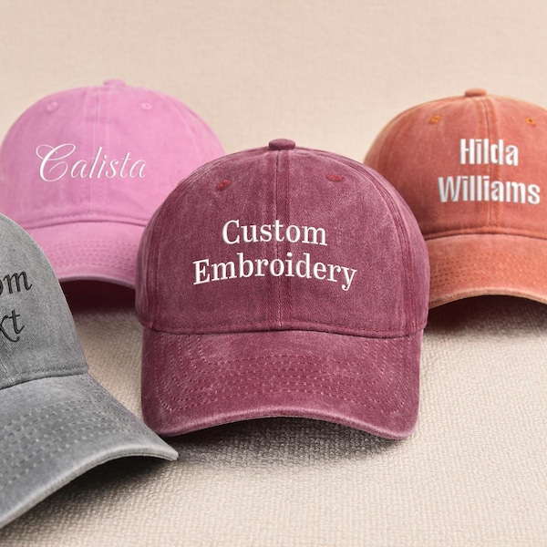 Personalized Text Hat, Custom Logo Embroidered Hat, Retro Baseball Hat, Vintage Style Trucker Hat, Business Logo Hat, Unisex Baseball Hat