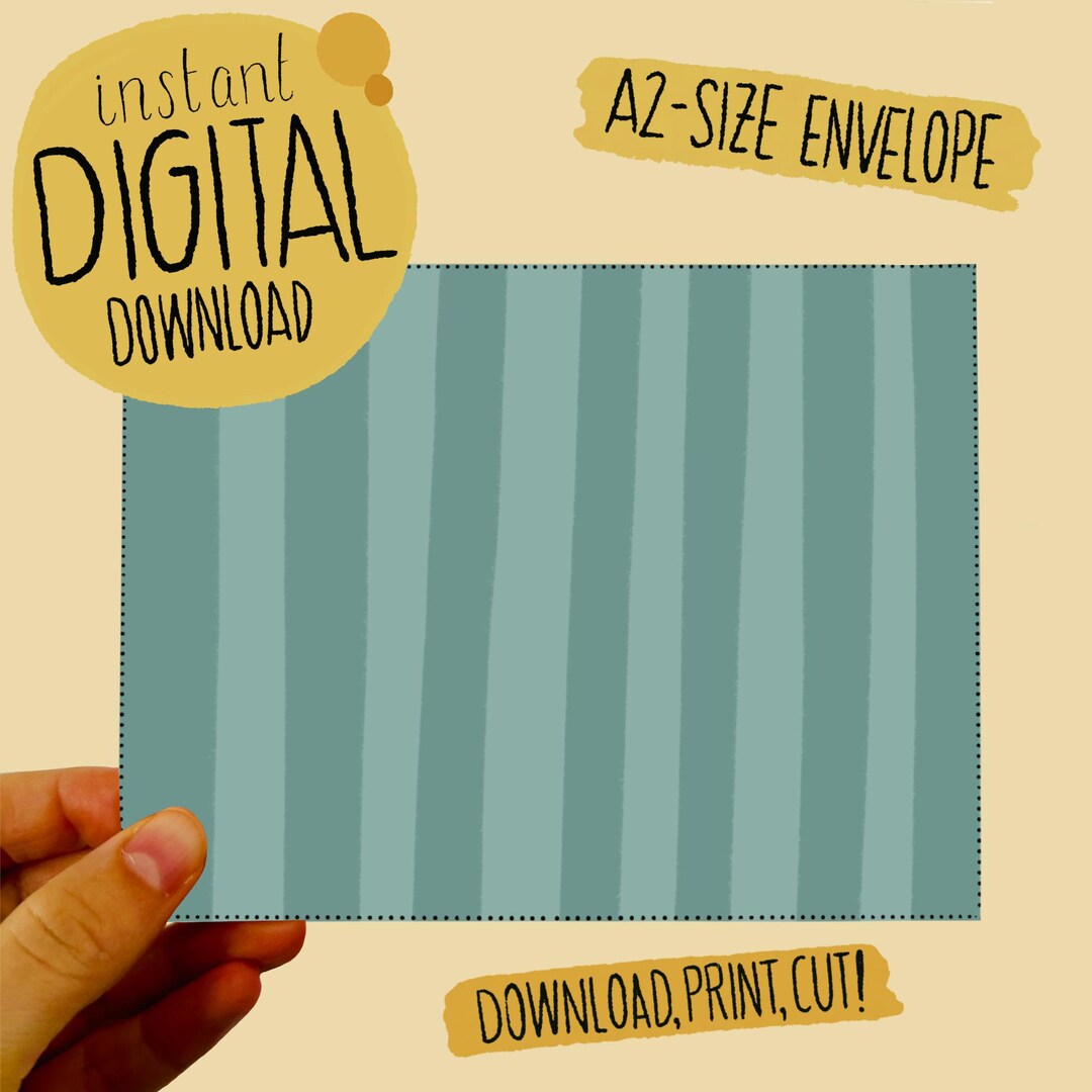 A2 PDF Printable Blue Striped Envelope - Etsy