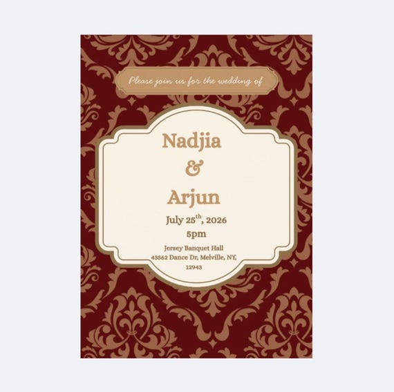 Wedding Invitation Indian Elegant Boho Wedding Vintage Digital Wedding Template
