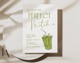 Matcha Bridal Shower Invitation Template Editable Printable