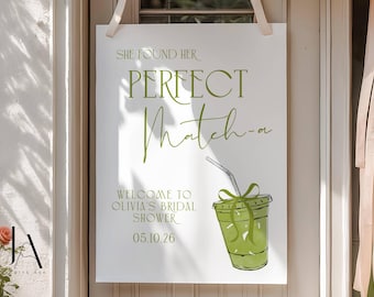 Matcha Bridal Shower Welcome Sign Template Digital Download