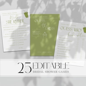 Matcha Bridal Shower Games Editable Green Tea Party Digital Download