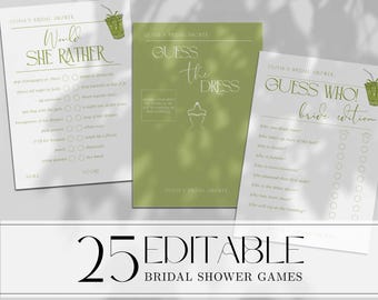 Matcha Bridal Shower Games Editable Green Tea Party Digital Download