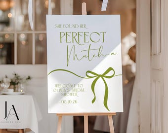 Matcha Bridal Shower Welcome Sign Template Editable Tea Party Decor Digital Download