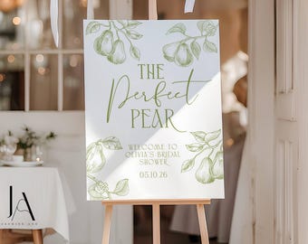 Vintage Floral Pear Bridal Shower Welcome Sign Digital Download