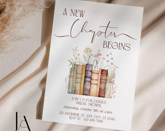 A New Chapter Bridal Shower Invite Book Themed Bachelorette Party Editable Instant Download