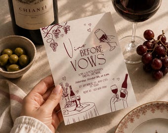 Winery Bachelorette Party Invite Italy Themed Hen Do Invitation Wine Theme Bridal Shower Editable Canva Template Vino Before Vows Invitation