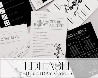 Death to My 20s Games Bundle Funeral for My Youth Themed Party Halloween Activities Thirtieth Birthday Editable RIP Twenties Canva Download