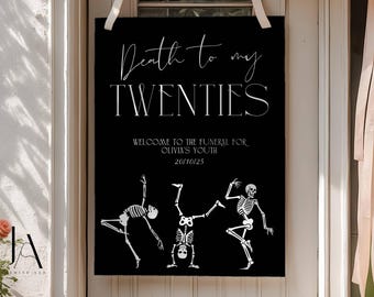 Funeral For My Youth Sign: Editable Halloween Birthday Party Decor Digital Download