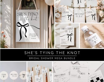 Classy Bridal Shower Bundle Bachelorette She's Tying the Knot Editable Templates Digital Download