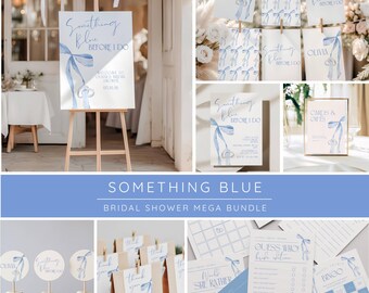 Bridal Shower Bundle Something Blue Before I Do Blue Bow Editable Templates Digital Download
