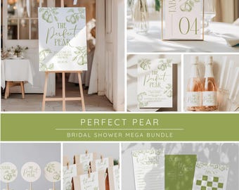 Pear Bridal Shower Games Bundle Vintage Floral Chinoiserie Digital Download
