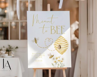 Meant to Bee Möhippa Välkomstskylt Blommig Redigerbar Mall Digital Nedladdning