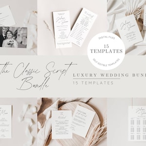 Classic Script Wedding Signage Bundle: Editable Canva Templates (Digital Download