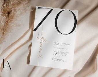 70th Birthday Invitation Template Editable Printable Card Instant Download