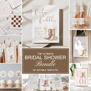 Boots and Bubbly Bridal Shower Bundle Western Cowgirl Theme Digital Download