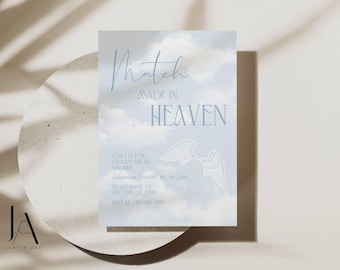 Angel Cloud Bridal Shower Invitation Template Digital Download