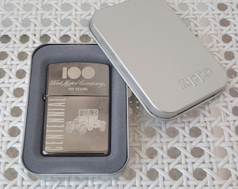 Vintage Ford Centennial 100 Year Anniversary Zippo Lighter Made in USA Unused In Box, Collectible Tobacciana