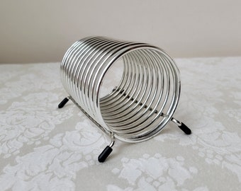 Vintage Silver Metal Mail Holder Coil Slinky Style Spiral Mid Century Desk Organizer